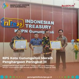 BPS-Statistic Gunungsitoli Municipality Received Third Best Award from KPPN Gunungsitoli